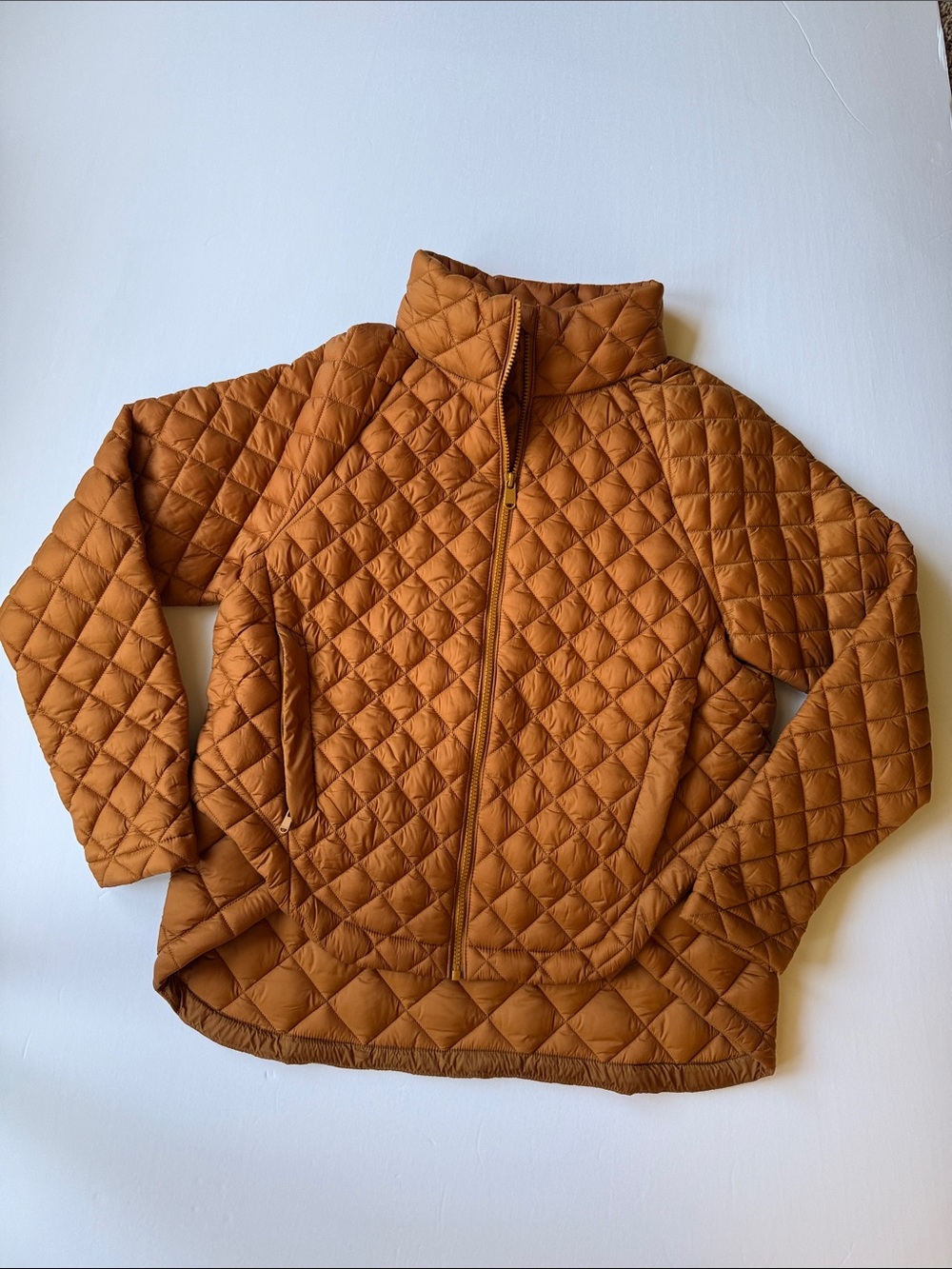 Athleta Whisper Featherless Jacket Quilted Puffer Full Zip In Rust Size Medium - Picture 6 of 14